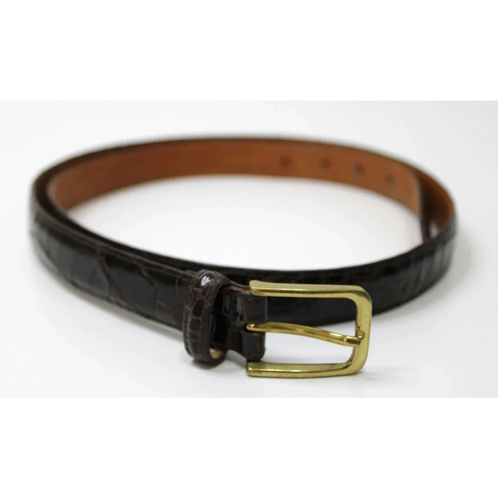 Vintage Brooks Brothers Genuine Alligator Belt Dark Brown USA Size 42 7/8